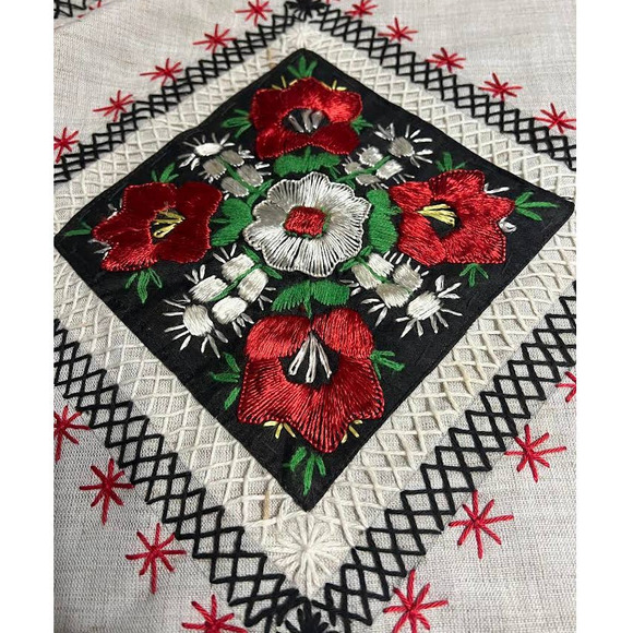 Beautiful Vintage Embroidered Tablecloth Applique - Picture 1 of 6